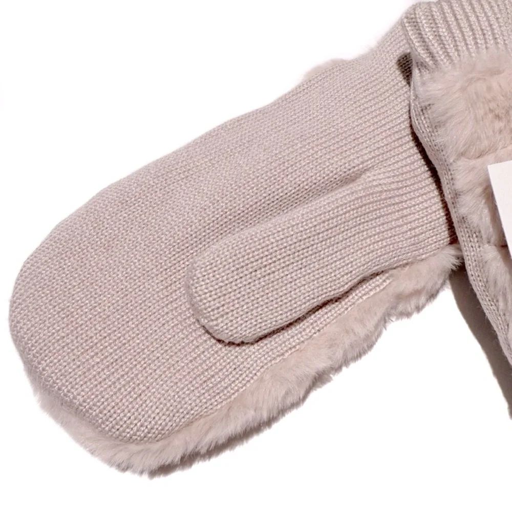UGG Pink Lush Faux Fur Mittens NWT
